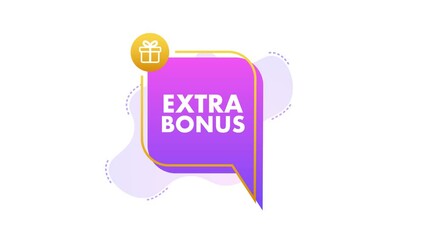 Sticker - Extra Bonus for promotion design. Surprise banner. Discount banner promotion template. Web template for marketing promo design. Motion graphics 4k