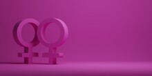 3D Render Of Female Symbols On Pink Background