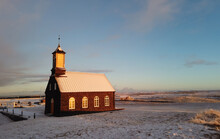 Hvalsneskirkja Church Located Near The Village Of Sandgerdi In Iceland.