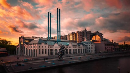 Wall Mural - time lapse in center of moscow at sunset