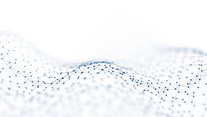 Wall Mural - wave in black and white. big data visualization. abstract background with interlacing dots. 3d rende