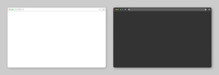 Wall Mural - blank web browser window with toolbar and search field. modern website, internet page in flat style.