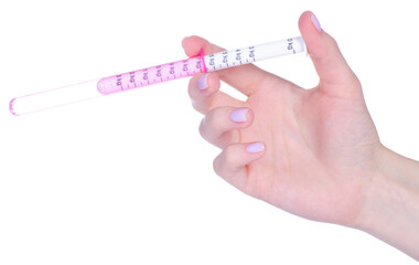 Wall Mural - syringe for child syrup in hand on white background isolation