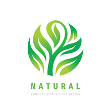 Nature - Concept Business Logo Template Vector Illustration. Abstract Green Leaves Creative Sign. Organic Product Icon. Agriculture Symbol. Natural Product. Graphic Design Element. 