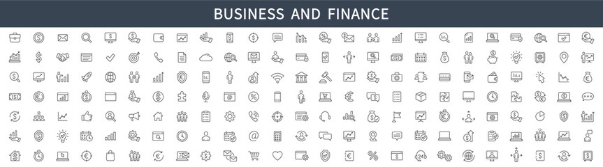 Wall Mural - Business thin line icons. Finance icons set. Business Finance icon collection. Vector illustration