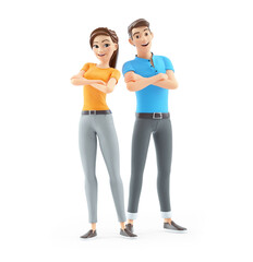 3d man and woman with arms crossed