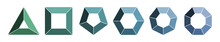 Triangle And Square Infographic Polygon Set, Pentagon And Hexagon Diagram, Heptagon And Octagon Scheme Template. Separate Elements Layout. Green, Mint And Blue Color Shades.