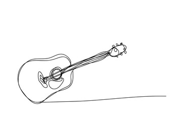 Wall Mural - Acoustic guitar , continuous line drawing, vector illustration.