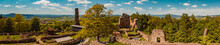 High Resolution Stitched Panorama At The Famous Runding Castle Ruins, Bavarian Forest, Bavaria, Germany