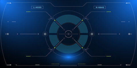 Leinwandbilder - HUD Futuristic Elements Automatic Target Scan User Screen Interface Vector. Abstract Scifi Control Monitor Panel Aiming, Cockpit Enemy Searching  illustration.