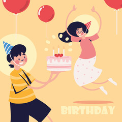 Wall Mural - people birthday celebration