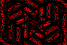 Colourful Red Caleidoscope Gradient Flower  Art Pattern Of Indonesian Culture Traditional Tenun Batik Ethnic Dayak Ornament For Wallpaper Ads Background 