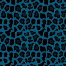 Leopard Vector Print, Blue Seamless Background, Trendy Texture.