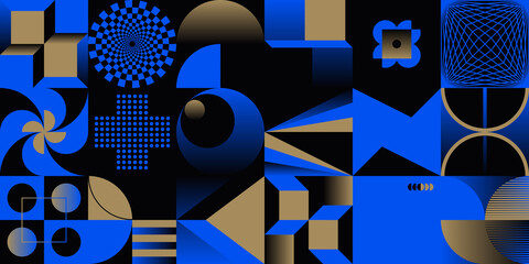 Canvas Print - Modernism Aesthetics Inspired Vector Graphic Pattern Made With Abstract Geometric Shapes