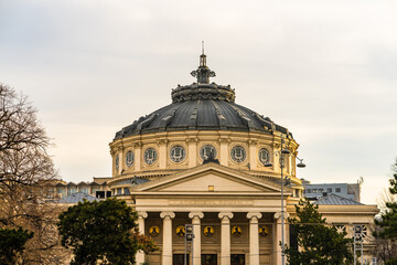 Wall Mural - Detail view over the Romanian Athenaeum or Ateneul Roman, in the center of Bucharest capital of Romania