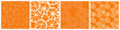 Simple orange citrus fruit vector seamless pattern set.	