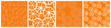 Simple Orange Citrus Fruit Vector Seamless Pattern Set.	
