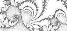 Digital Art Illustration Black On White Fractal Spirals.