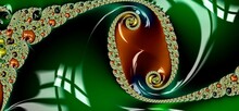 Abstract Fractal Jewel Green Pattern. Bright Background.
