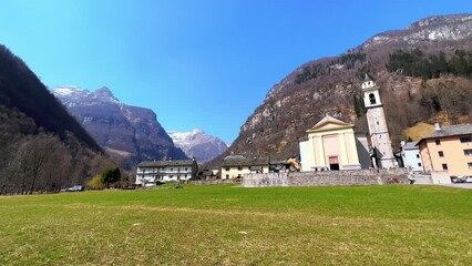 Canvas Print - Panorama of Sonogno and Lepontine Alps, Valle Verzasca, Switzerland