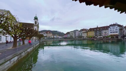 Sticker - Lucerne Old Town from Reuss, Switzerland