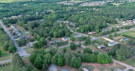 Poster - Small american town Boiling Springs of above aerial view sleeping area in South Carolina US