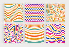 Hippie Square Retro Social Media Backgrounds With Boho Geometric Shapes
