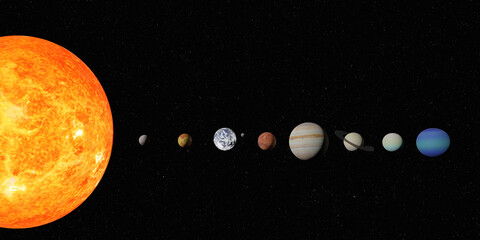 Wall Mural - solar system planets in outer space. mercury, venus, earth, mars, jupiter, saturn, uranus, neptune, 