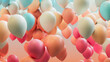 © RocknRoller Studios - Coral, Orange and Turquoise Balloons Rising in the Air. Modern, Birthday Wallpaper.
