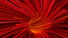 Red, Orange And White Colored Streaks Form Colorful Neon Lights Tunnel. 3D Render.