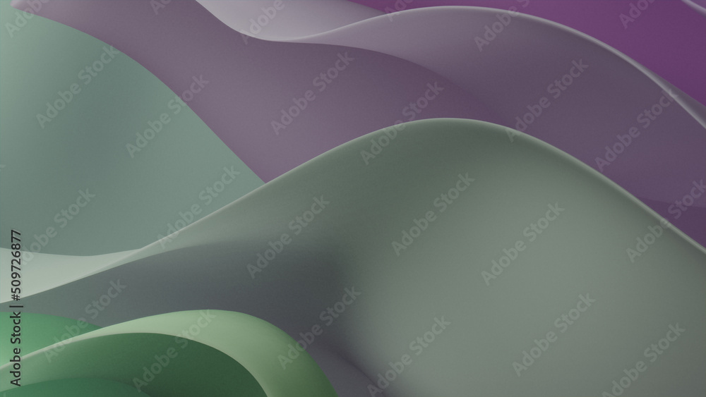 Green and Violet Curvy Surfaces. Elegant Abstract 3D Background. 3D ...