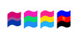 Polyamory, pansexual, polysexual and bisexual flags vector set illustration.