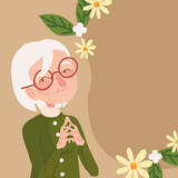 Fototapeta Motyle - cute granny with flowers