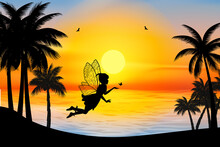 Cute Fairy And Butterfly Silhouette