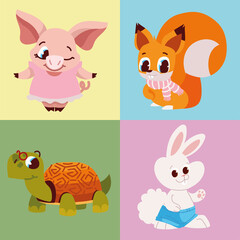 Canvas Print - set of cute animals