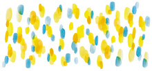 黄色と青の水玉模様水彩画