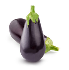 Poster - Isolated eggplants. Two fresh eggplants on white.