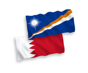 Flags of Republic of the Marshall Islands and Bahrain on a white background