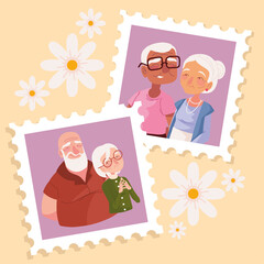 Poster - grandparents photos and flowers