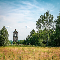 Wall Mural - landscape, an old abandoned orthodox church