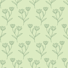 Wall Mural - Green floral vector repeat pattern