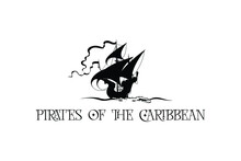 Pirates Of The Caribbean Logo Design, Sailing Boat Template Vektor.

