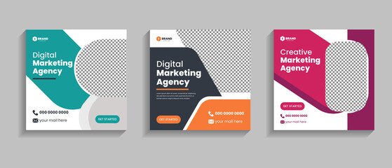 Modern digital marketing agency social media post design template