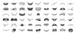 © Tartila - Doodle mouth. Funny cartoon pop art smile anger and scary face expression with teeth and tongue. Vector cute hand drawn isolated mouths set