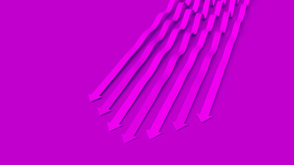 Aufkleber - Magenta violet business presentation. Arrows pointer 3D illustration. Directions of intensive development. An array of wavy lines in competition for dominance. Team tactics