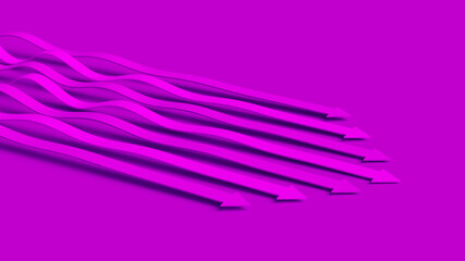 Aufkleber - Magenta violet business presentation. Arrows pointer 3D illustration. Directions of intensive development. An array of wavy lines in competition for dominance. Team tactics