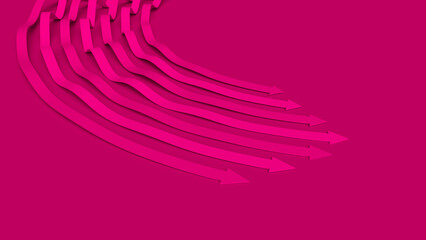 Aufkleber - Magenta violet business presentation. Arrows pointer 3D illustration. Directions of intensive development. An array of wavy lines in competition for dominance. Team tactics