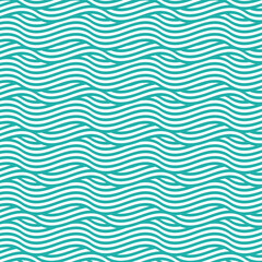 Aufkleber - Wavy pattern seamless abstract background. White and green stripes wave pattern modern pastel colors for summer vector design.