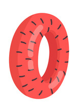 Watermelon Inflatable Rubber Ring. Swimming Pool Icon. Vector Illustration