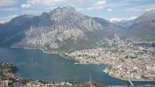 Panoramic View Of Lake Como Near The City Of Lecco (Italy)